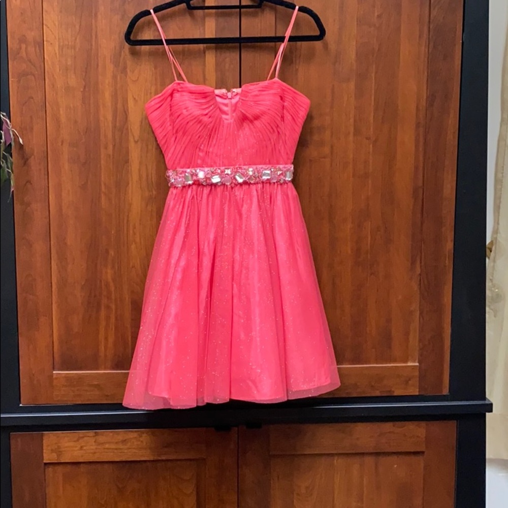JS Boutique coral sparkle party dress